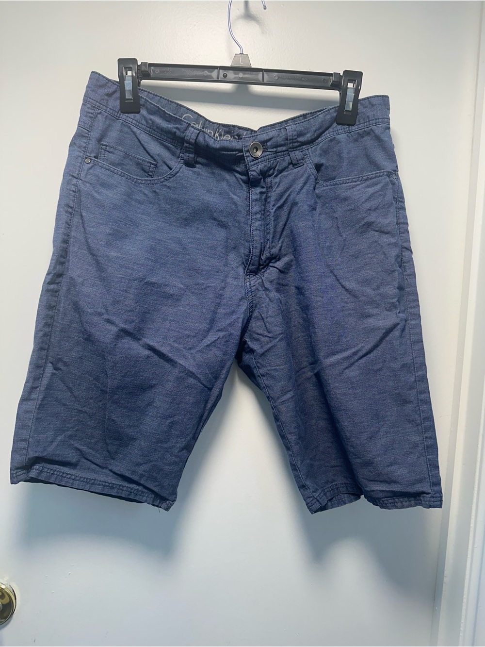 Men's Navy Casual Cotton Blend Shorts